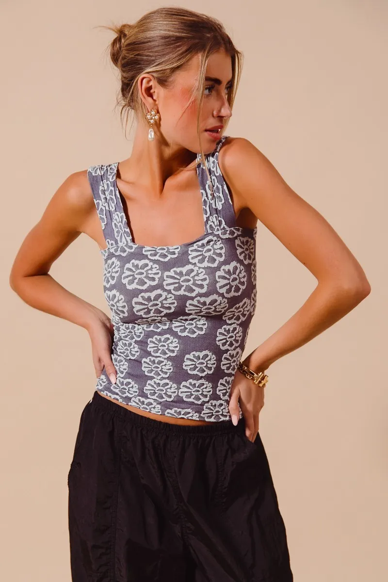 SO ME Two Tone Floral Seamless Tank Top - Image 9