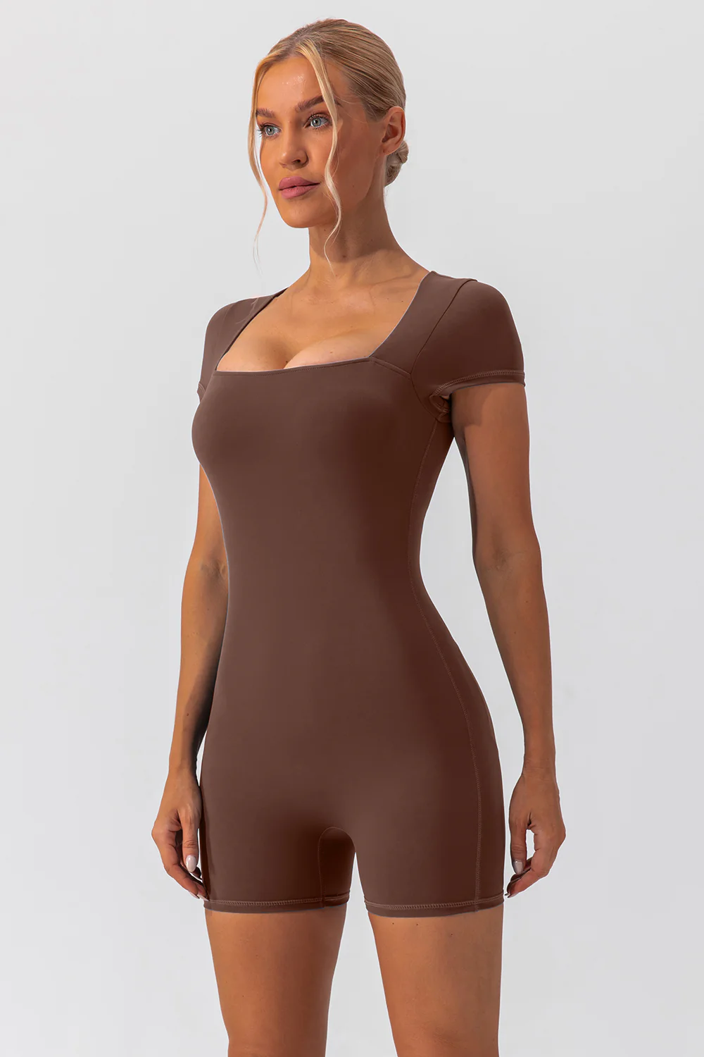 Square Neck Cap Sleeve Active Romper - Image 6