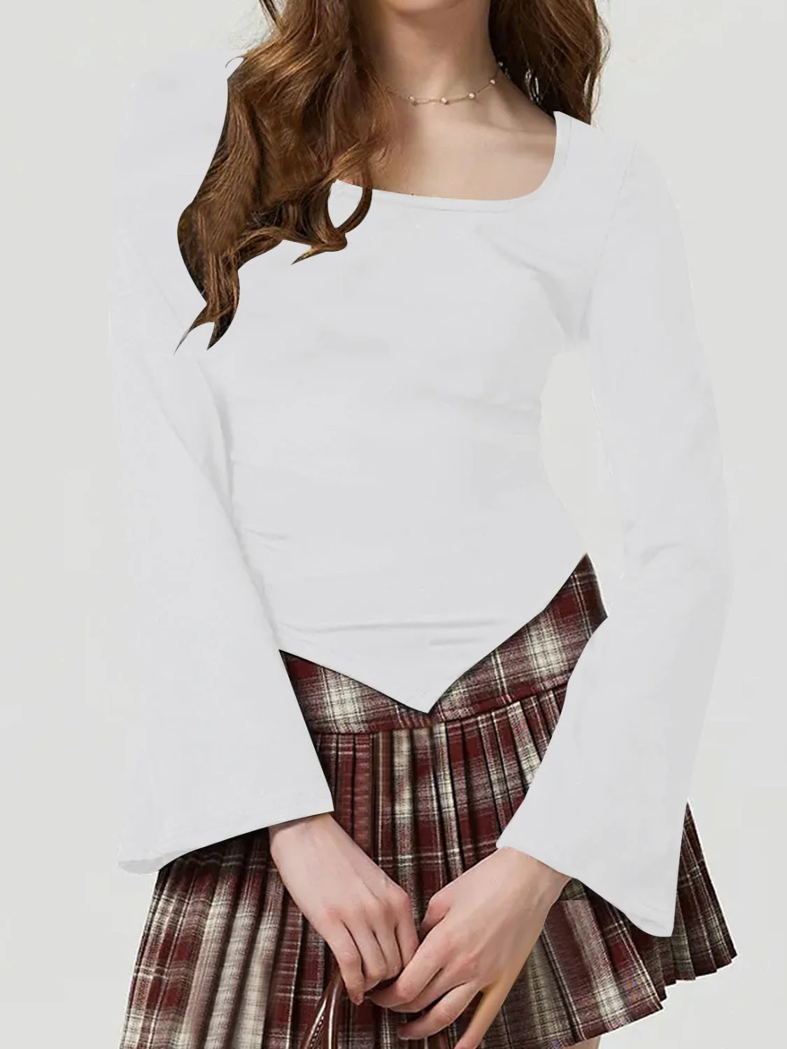 Square Neck Flare Sleeve T-Shirt - Image 5
