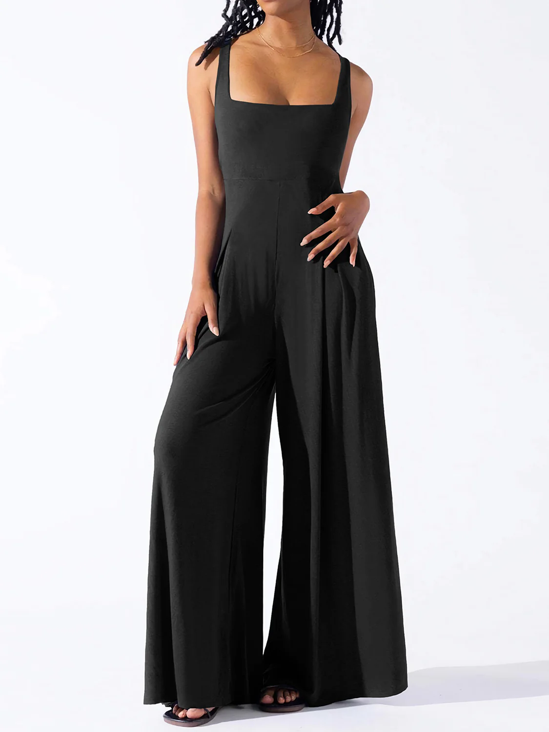 Square Neck Wide Strap Jumpsuit - Image 12