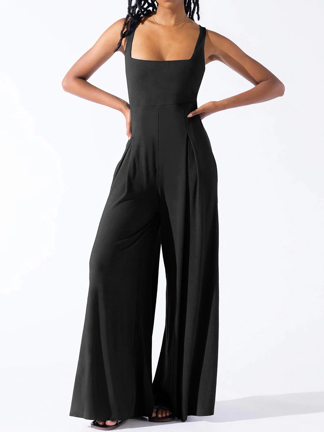 Square Neck Wide Strap Jumpsuit - Image 13
