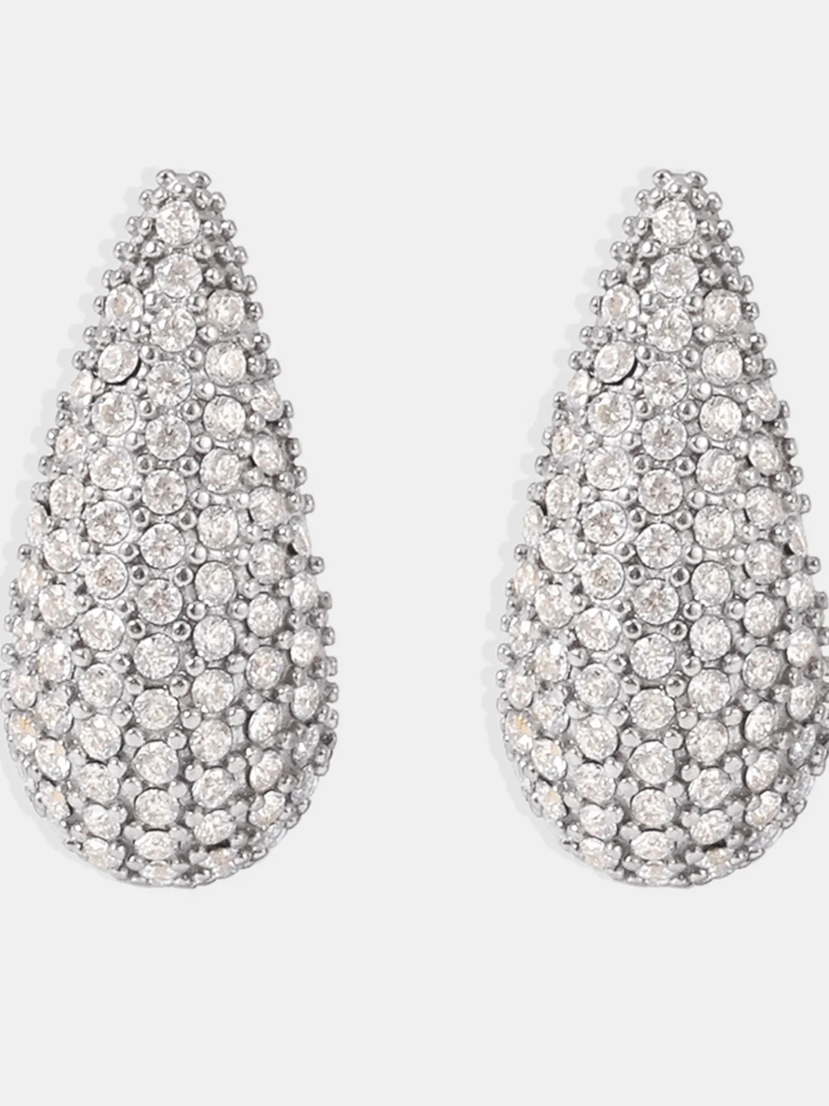 Stainless Steel Inlaid Zircon Teardrop Earrings - Image 2