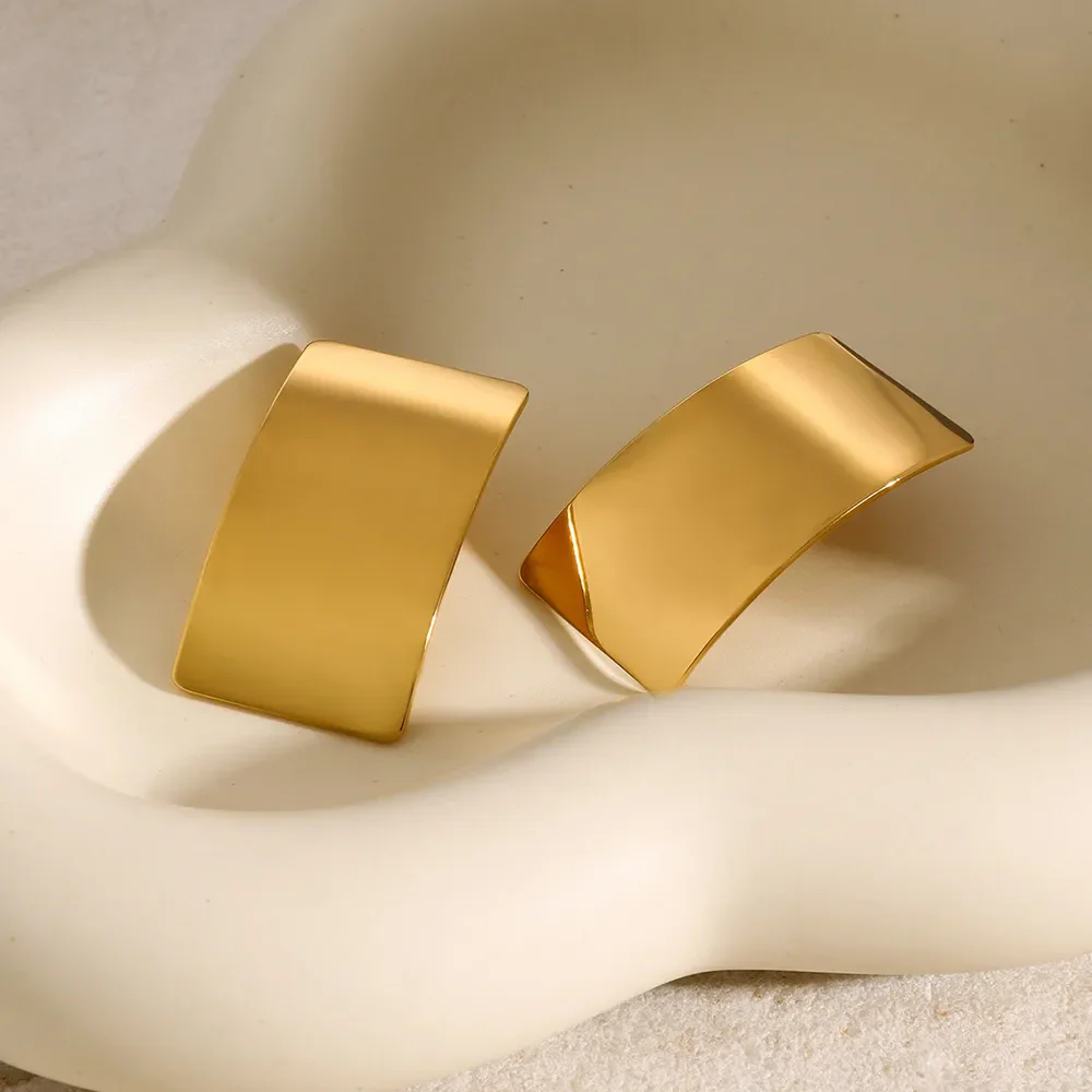 Stainless Steel Rectangle Earring - Image 3
