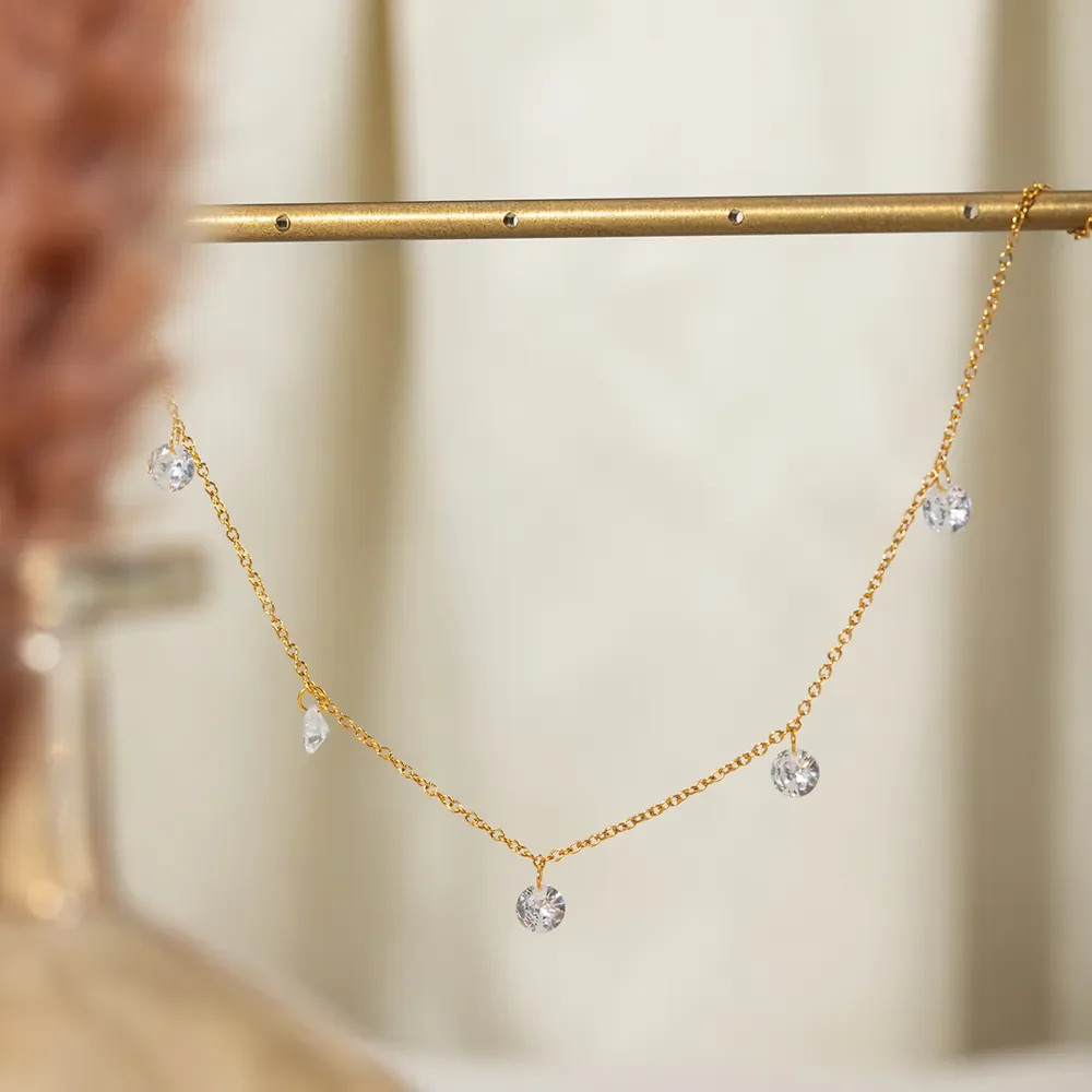 Stainless Steel Rhinestone Charm Necklace - Image 3