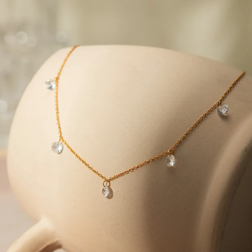 Stainless Steel Rhinestone Charm Necklace - Image 4