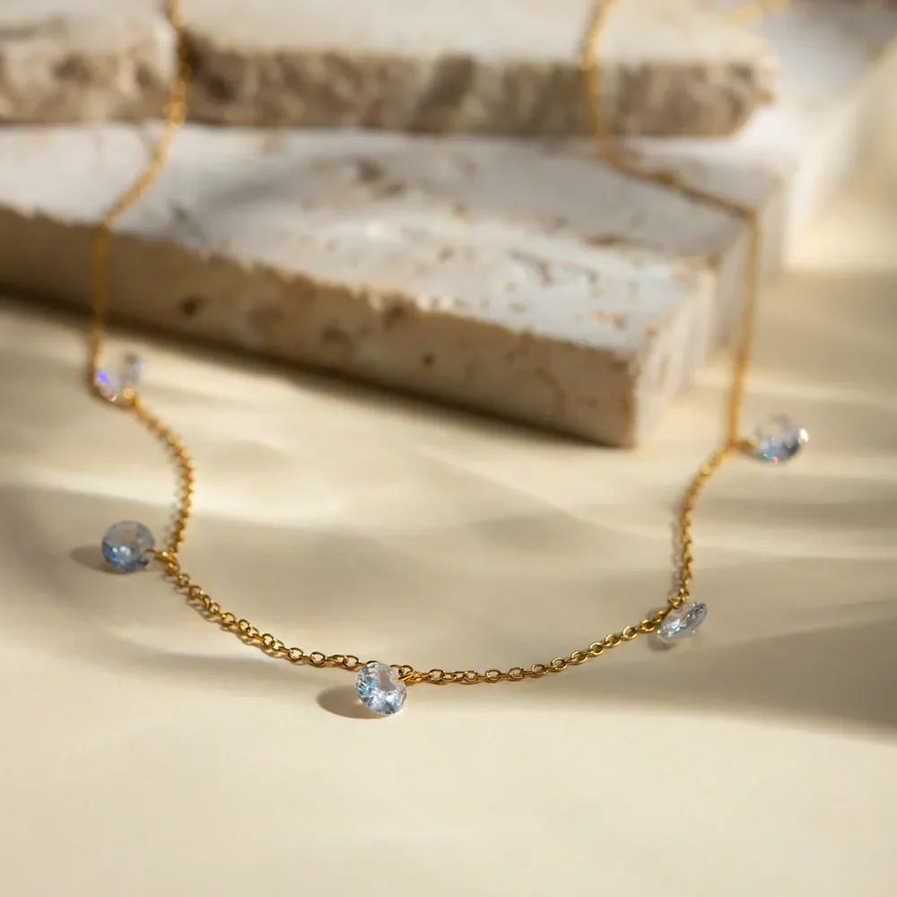 Stainless Steel Rhinestone Charm Necklace - Image 7
