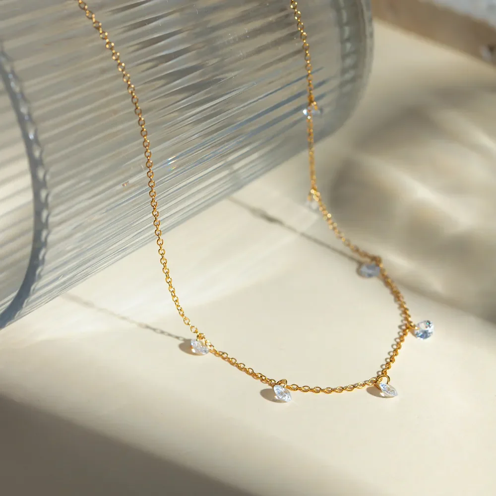 Stainless Steel Rhinestone Charm Necklace - Image 8