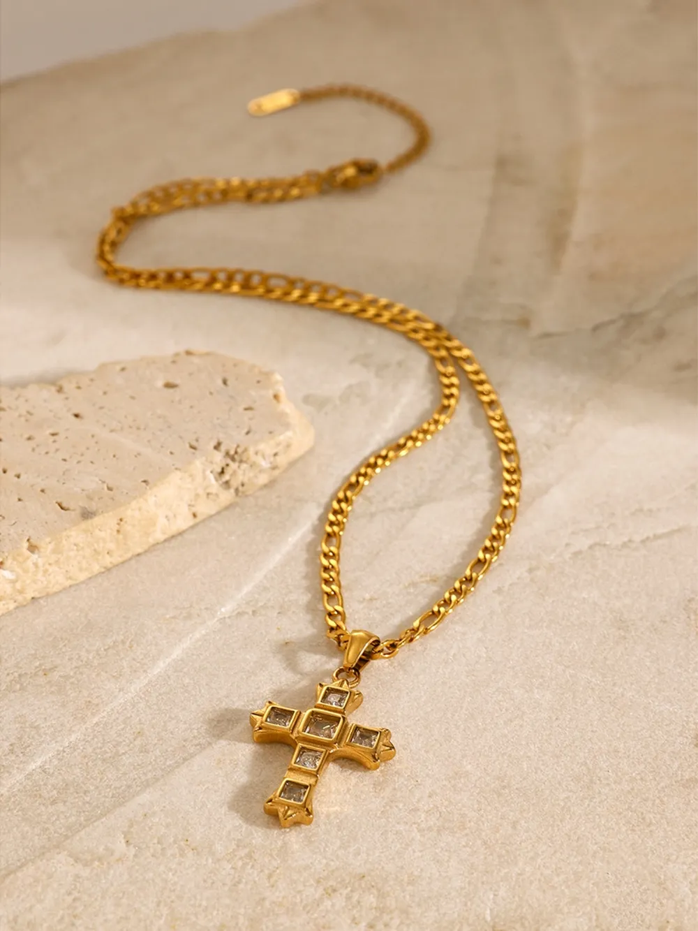 Stainless Steel Zircon Cross Pendant Necklace - Image 14