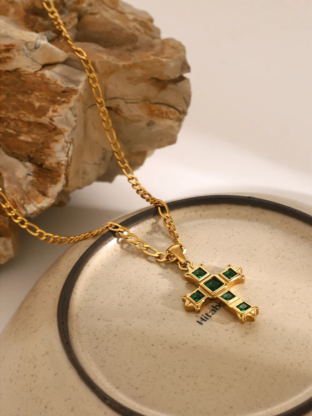 Stainless Steel Zircon Cross Pendant Necklace - Image 5