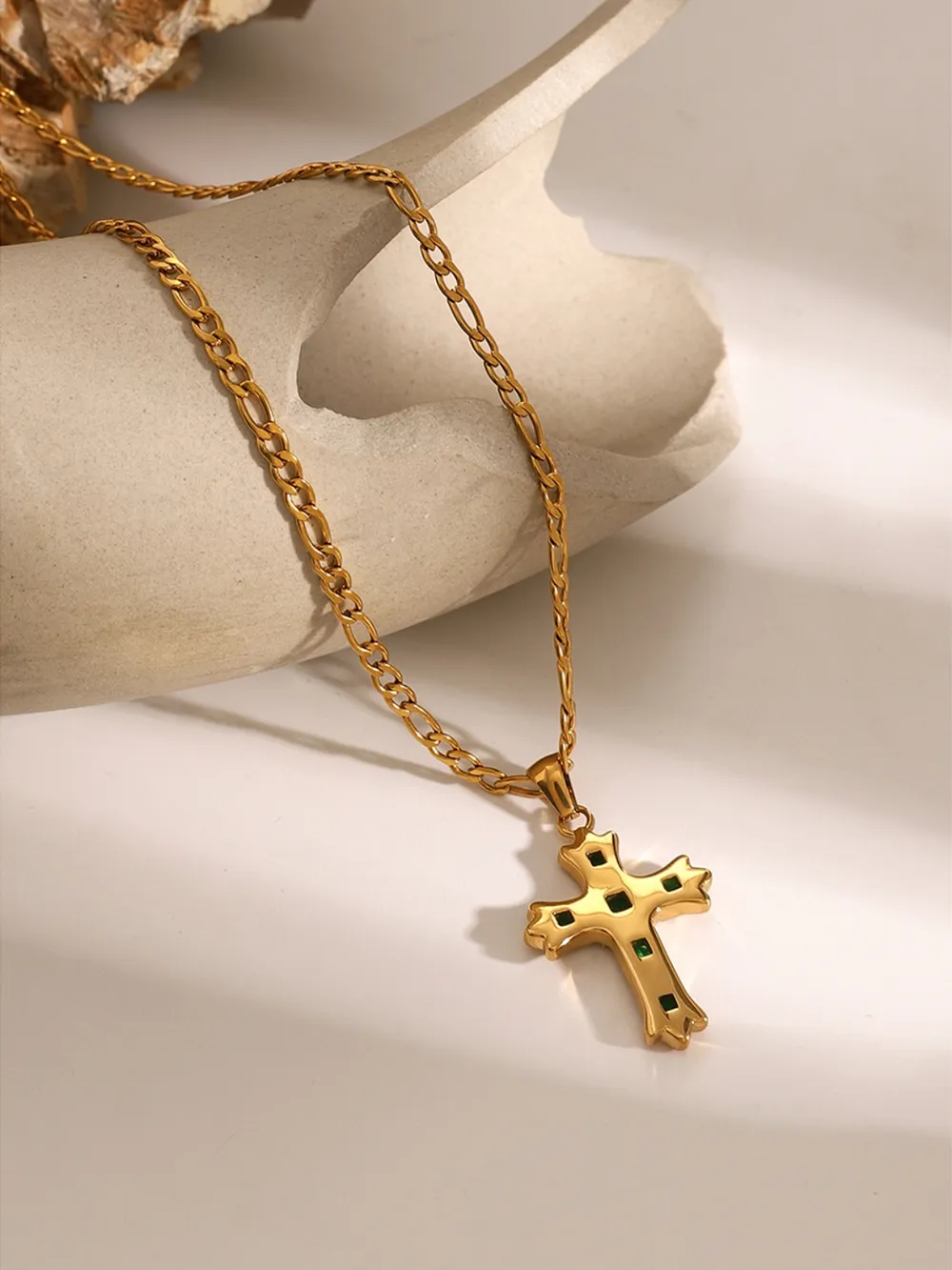 Stainless Steel Zircon Cross Pendant Necklace - Image 7