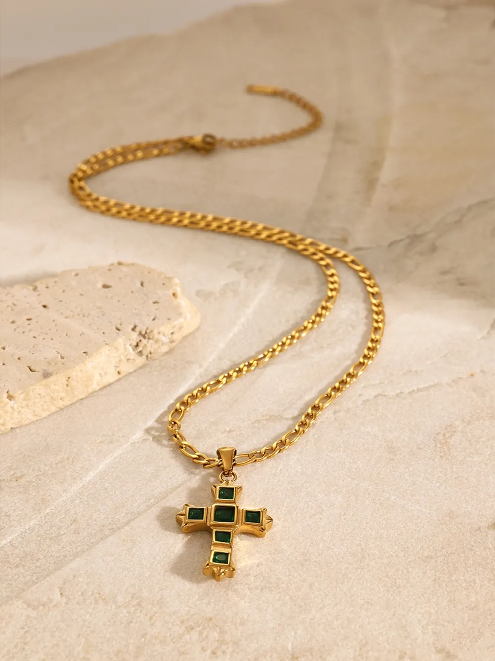 Stainless Steel Zircon Cross Pendant Necklace - Image 8