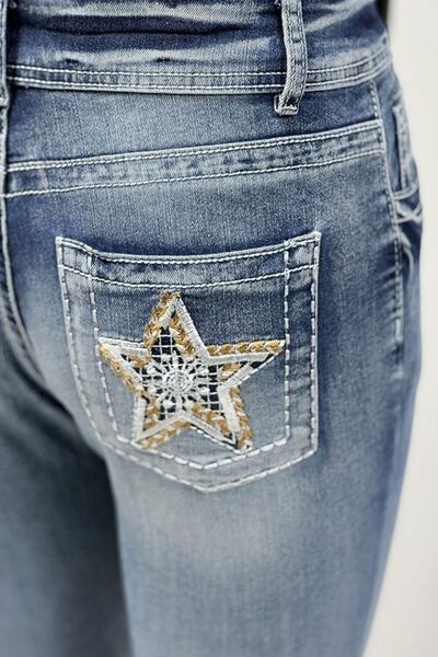 Star Embroidered Bootcut Jeans - Image 4