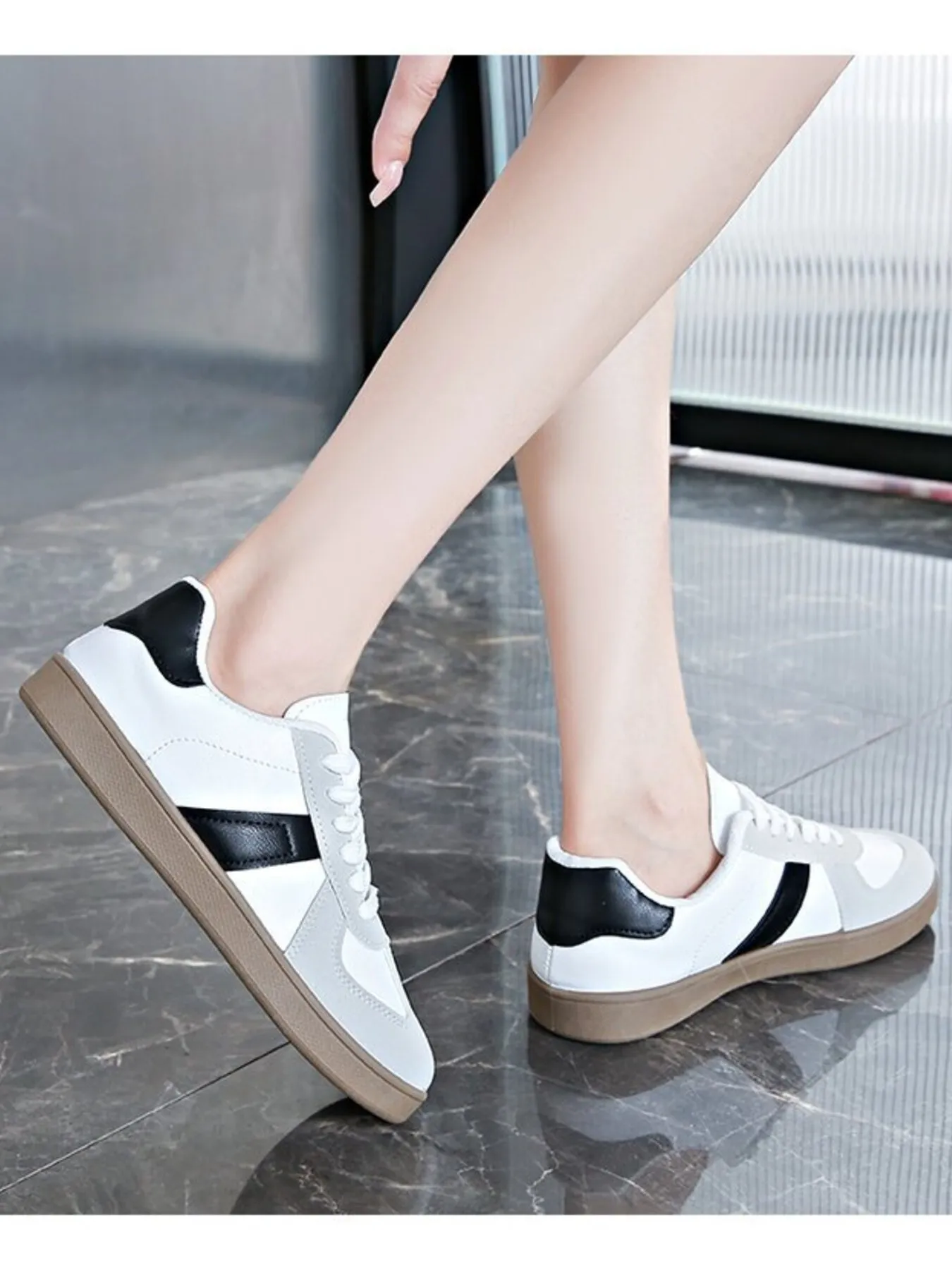 Stripe Lace Up Sneakers - Image 3