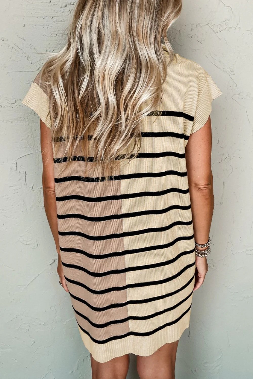 Striped Quarter Zip Cap Sleeve Sweater Dress - Image 11