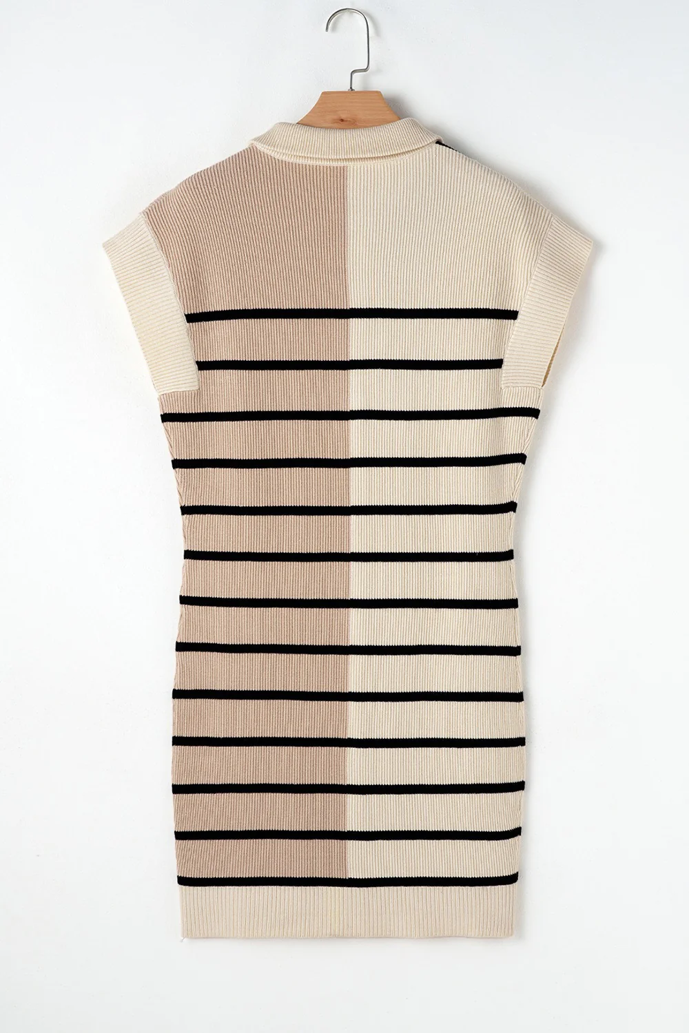 Striped Quarter Zip Cap Sleeve Sweater Dress - Image 18