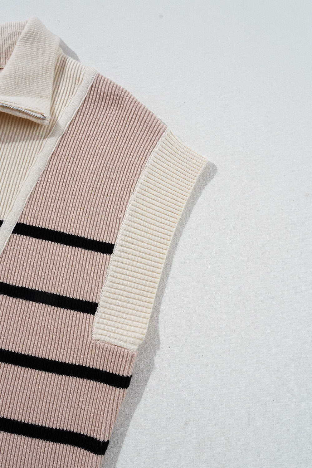 Striped Quarter Zip Cap Sleeve Sweater Dress - Image 21
