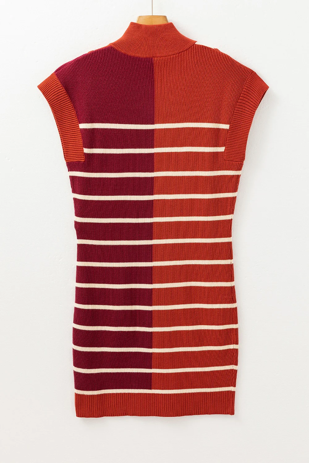 Striped Quarter Zip Cap Sleeve Sweater Dress - Image 6