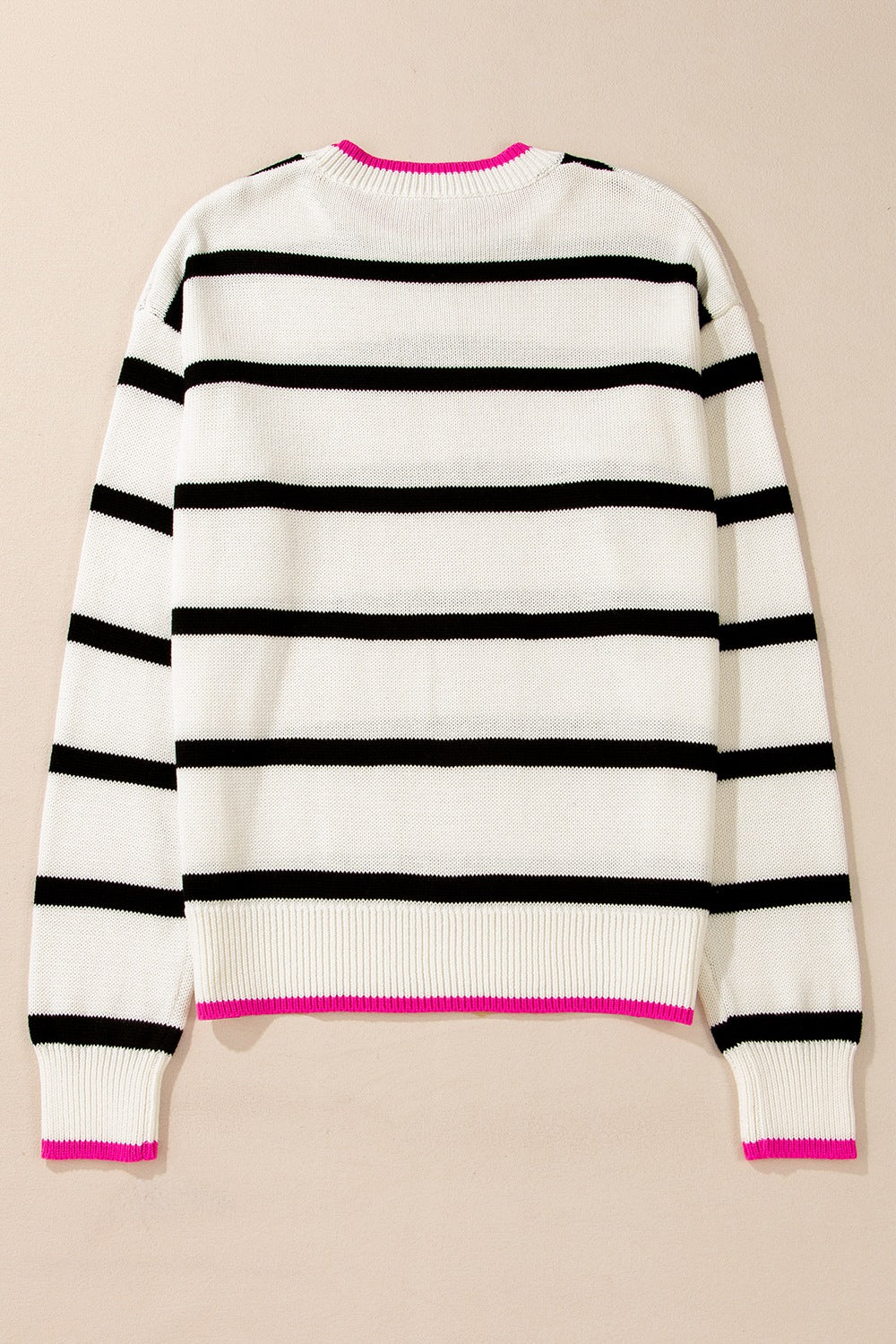 Striped Round Neck Drop Shoulder Sweater - Image 8
