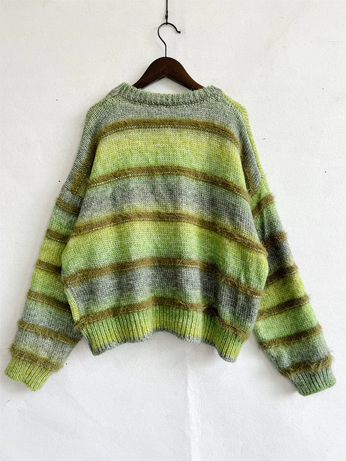 Striped Round Neck Long Sleeve Sweater - Image 12
