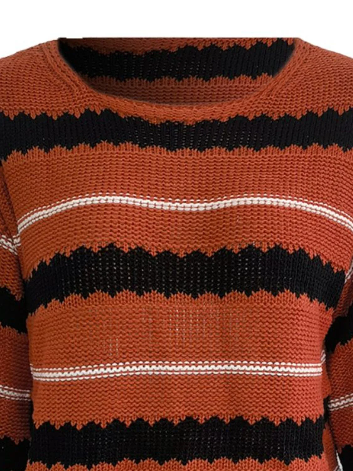 Striped Round Neck Long Sleeve Sweater - Image 6