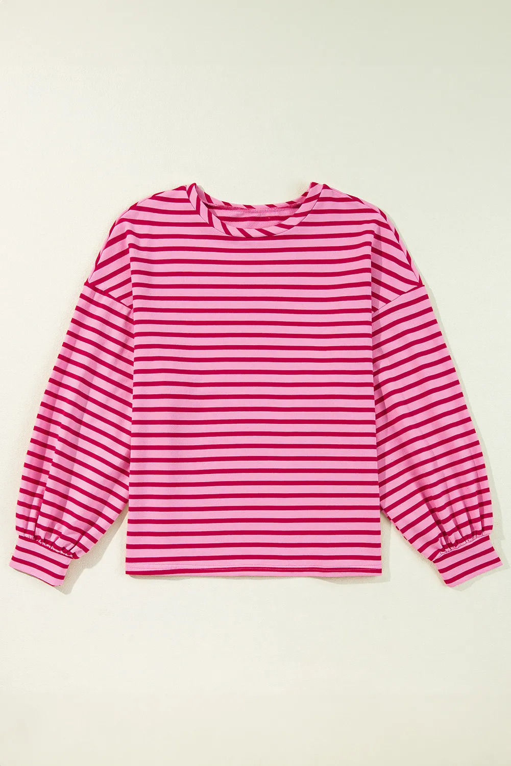Striped Round Neck Long Sleeve Sweatshirt - Image 2