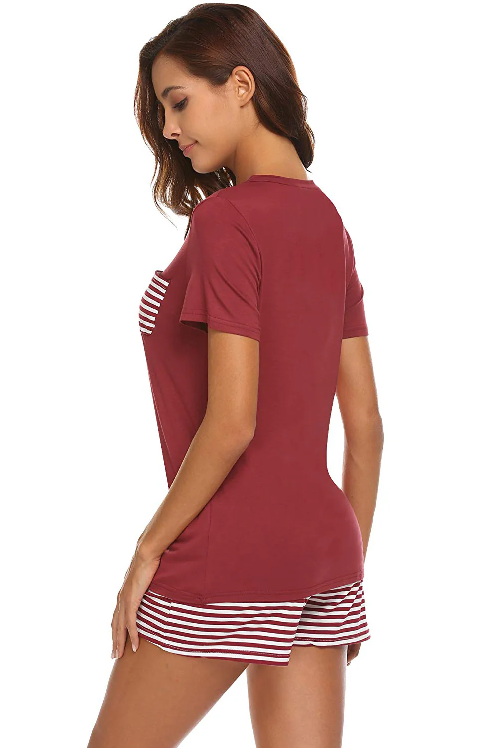Striped Short Sleeve Top and Shorts Lounge Set - Image 18