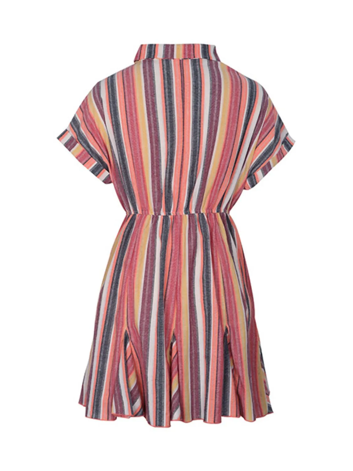 Striped Surplice Short Sleeve Dress - Image 7