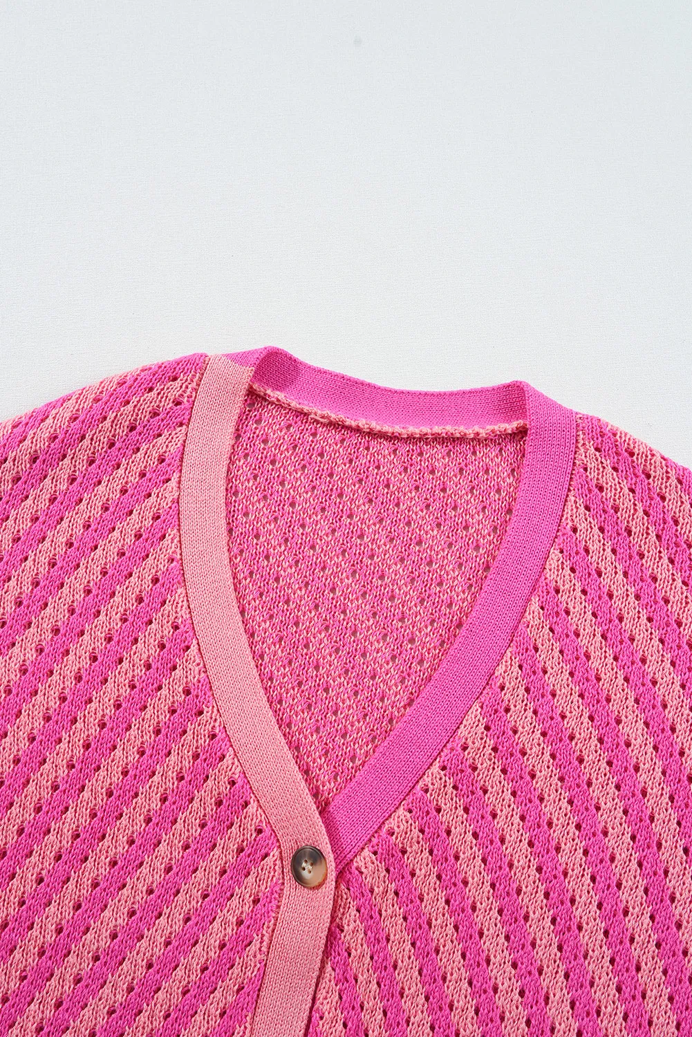 Striped V-Neck Button Up Cardigan - Image 4