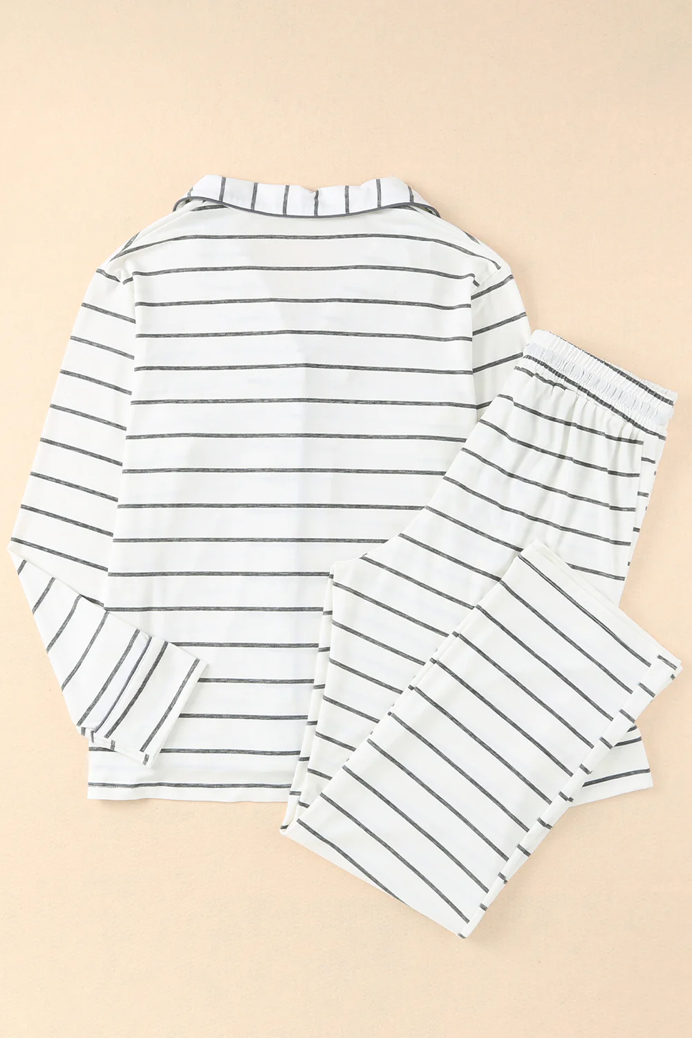 Striped V-Neck Long Sleeve Top and Pants Lounge Set - Image 7