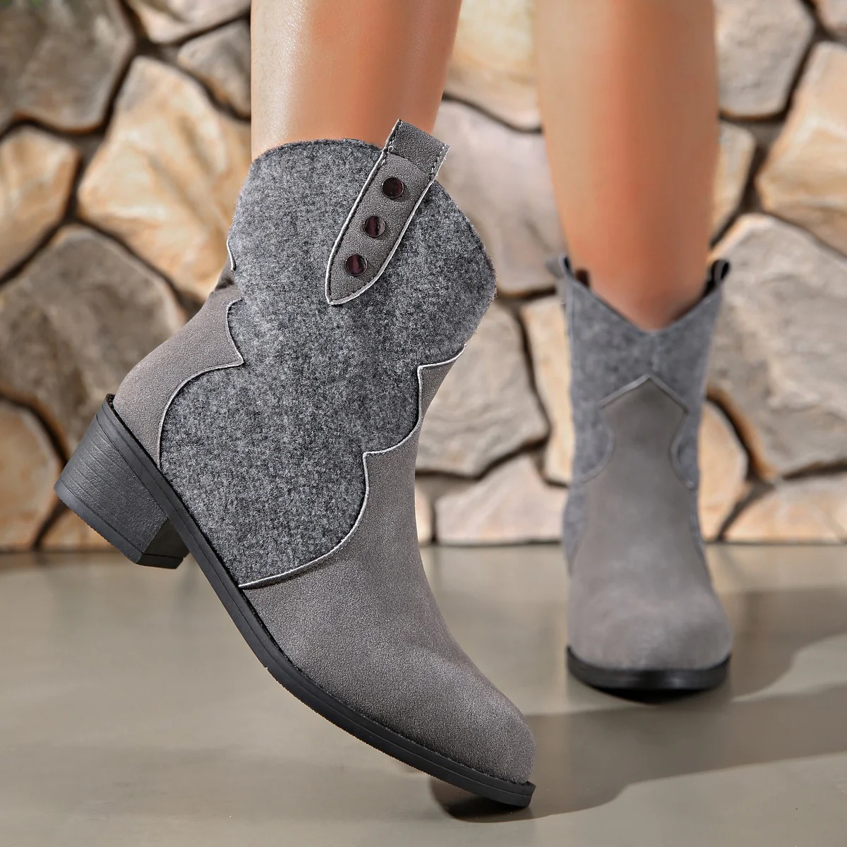 Suede Point Toe Block Heel Boots - Image 9
