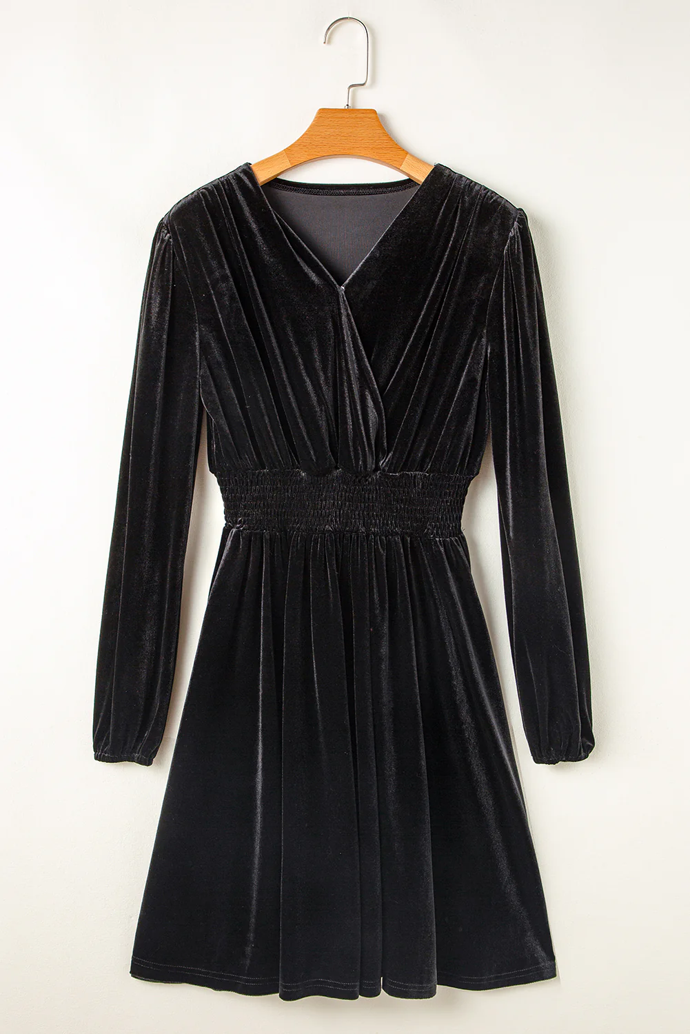 Surplice Long Sleeve Velvet Dress - Image 5