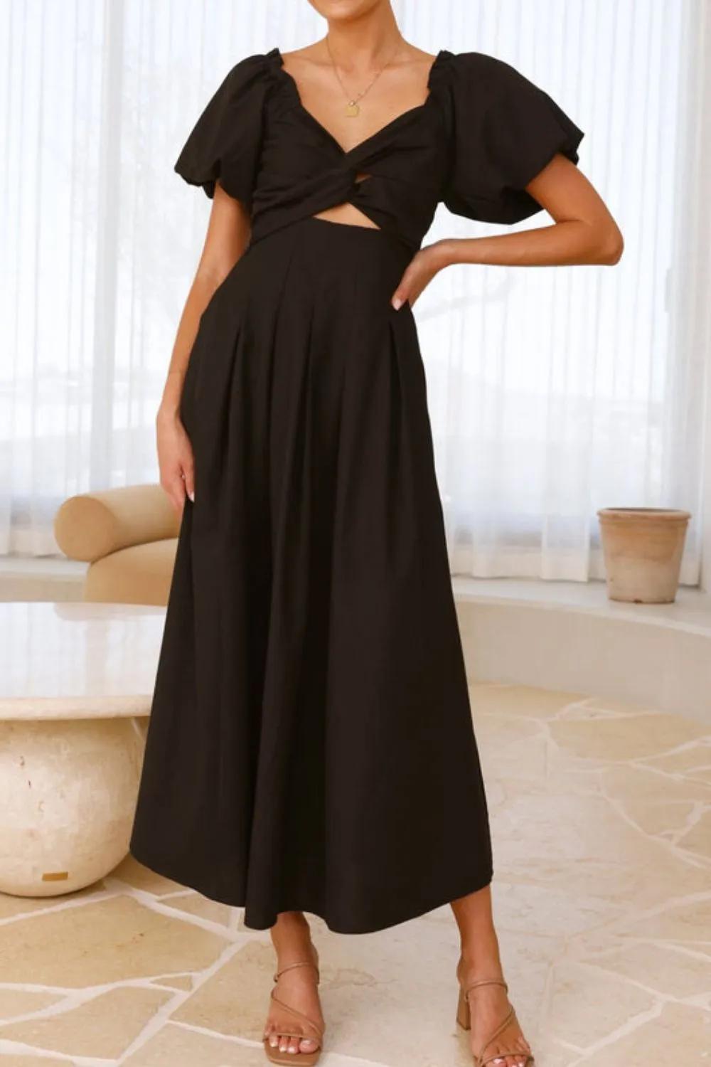 Sweetheart Neck Puff Sleeve Dress - Image 19
