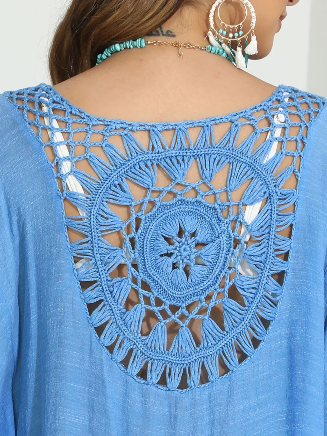 Tassel Crochet Round Neck Cover-Up - Image 10