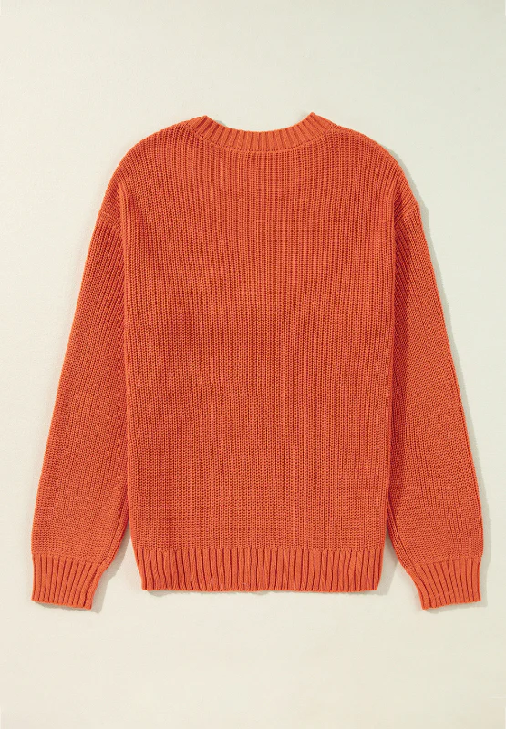 THANKS GIVING Round Neck Long Sleeve Sweater - Image 8