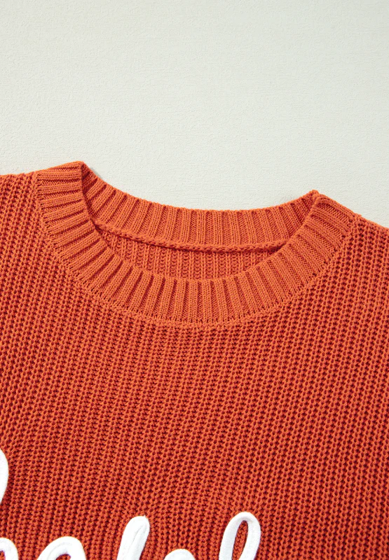 THANKS GIVING Round Neck Long Sleeve Sweater - Image 9