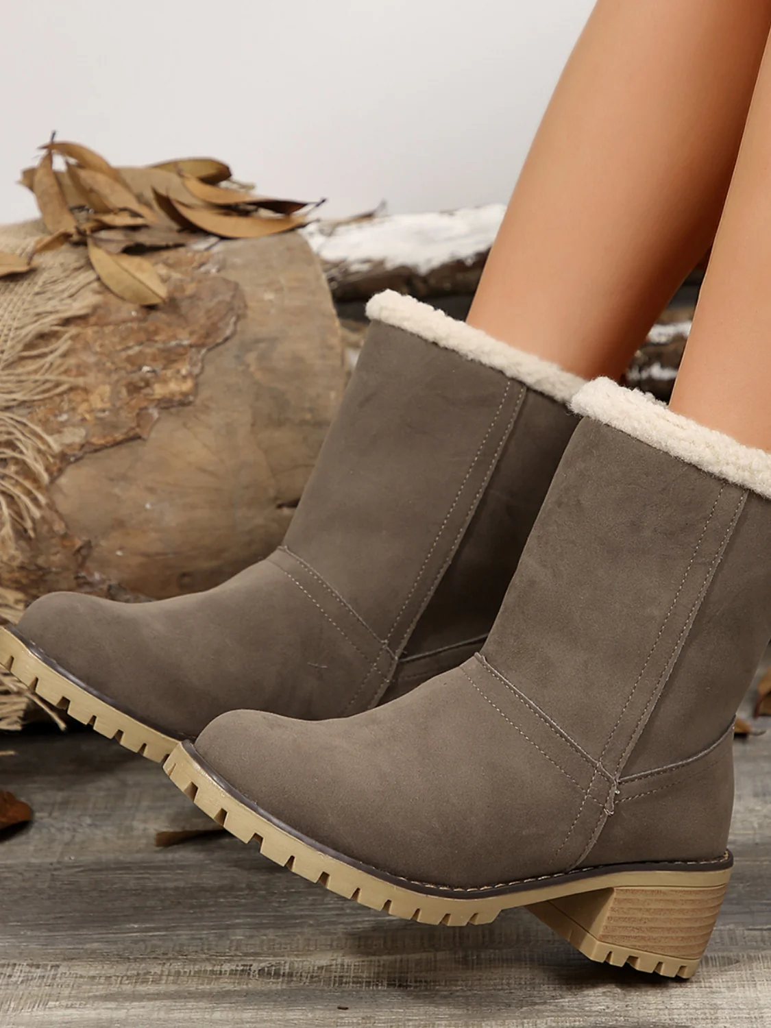 Thermal Fuzzy Block Heel Boots - Image 18