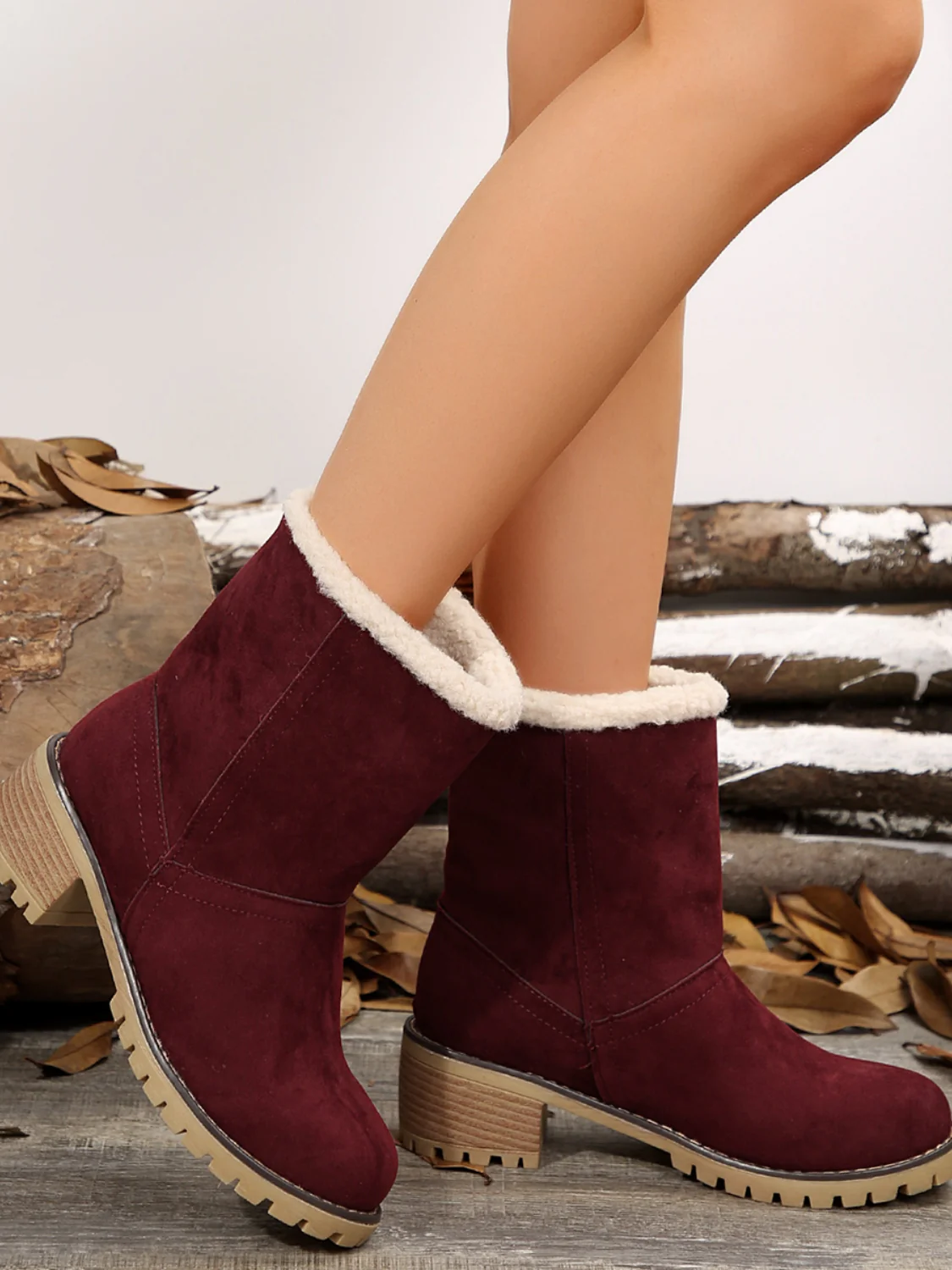 Thermal Fuzzy Block Heel Boots - Image 22