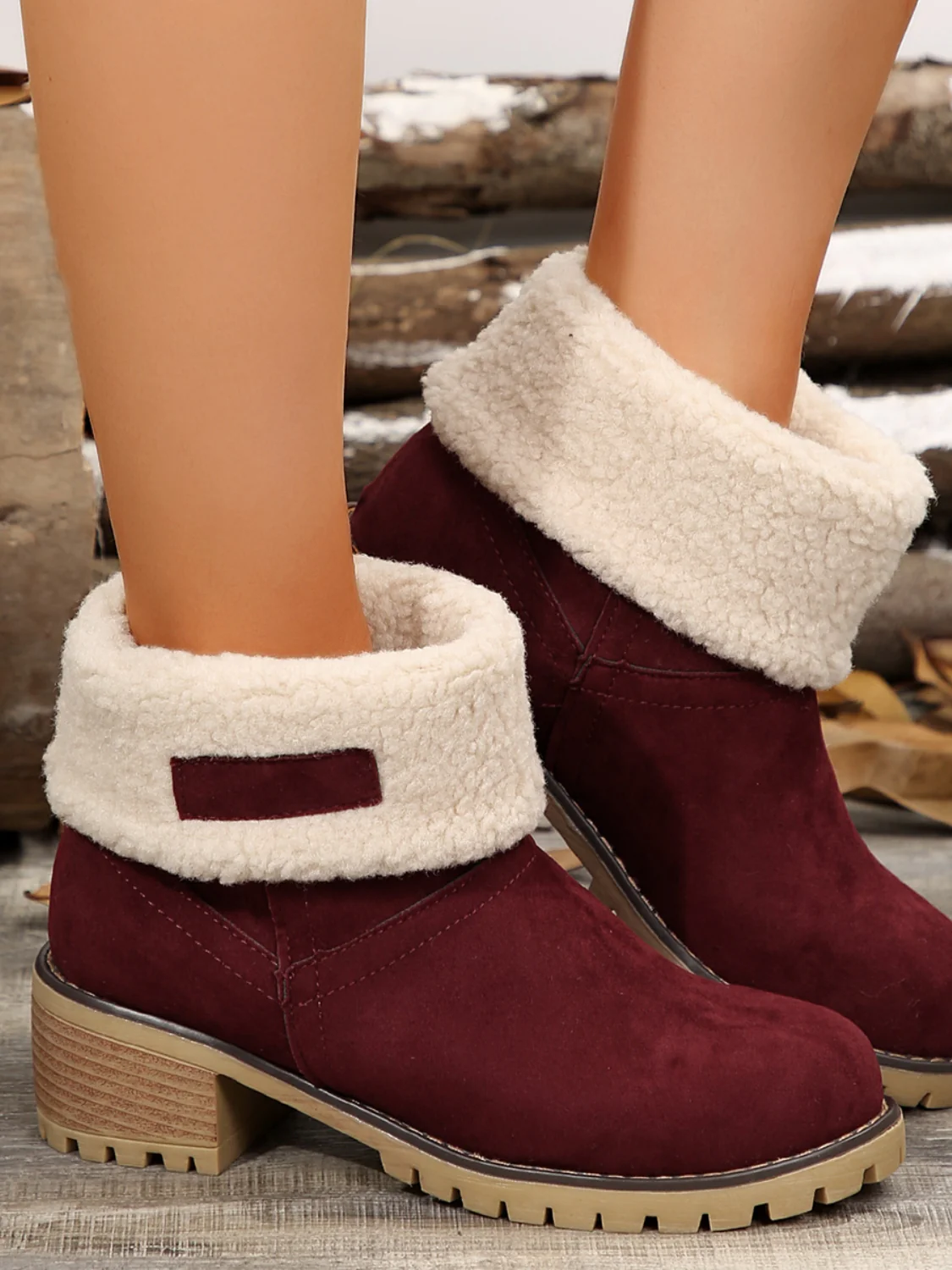 Thermal Fuzzy Block Heel Boots - Image 23