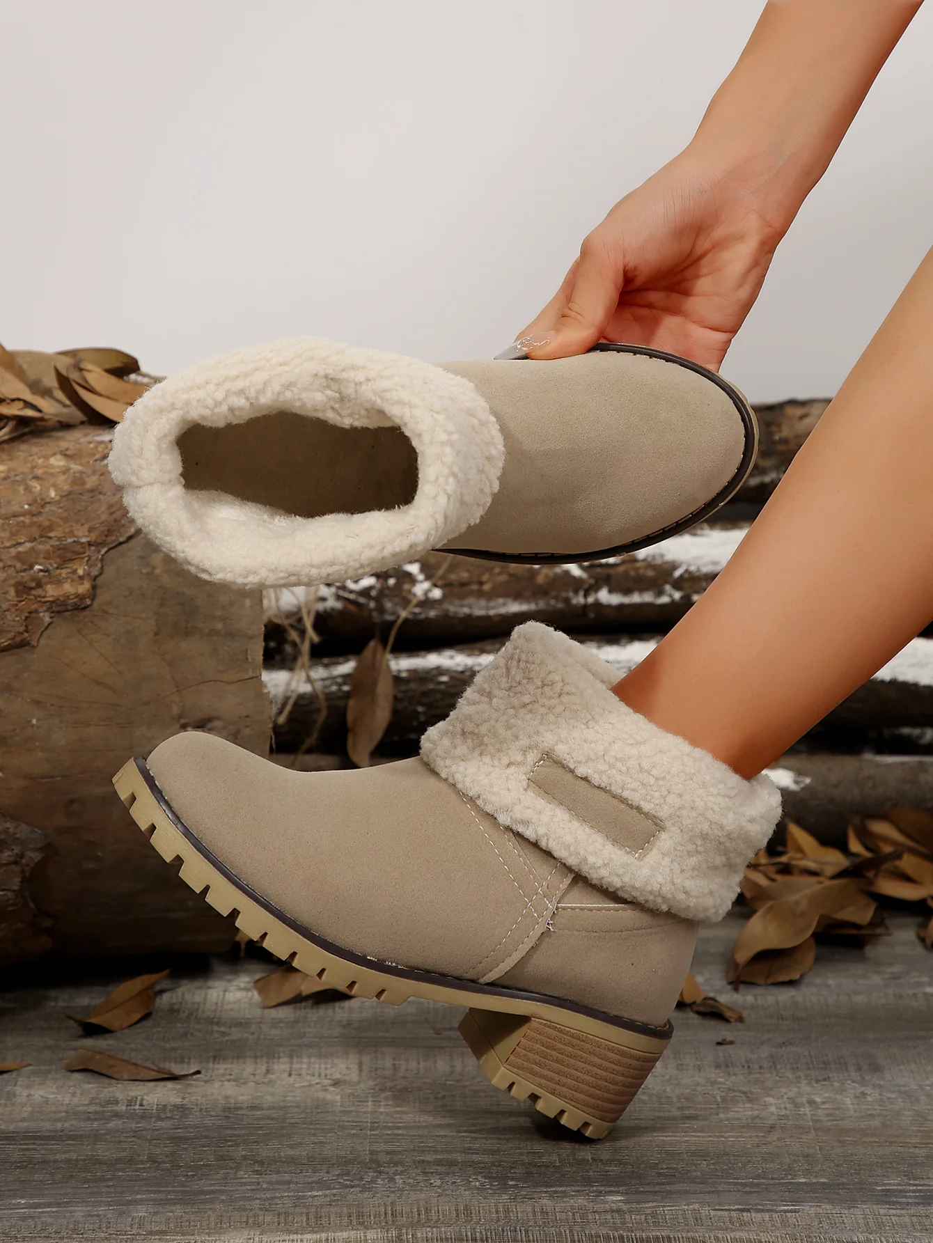 Thermal Fuzzy Block Heel Boots - Image 27