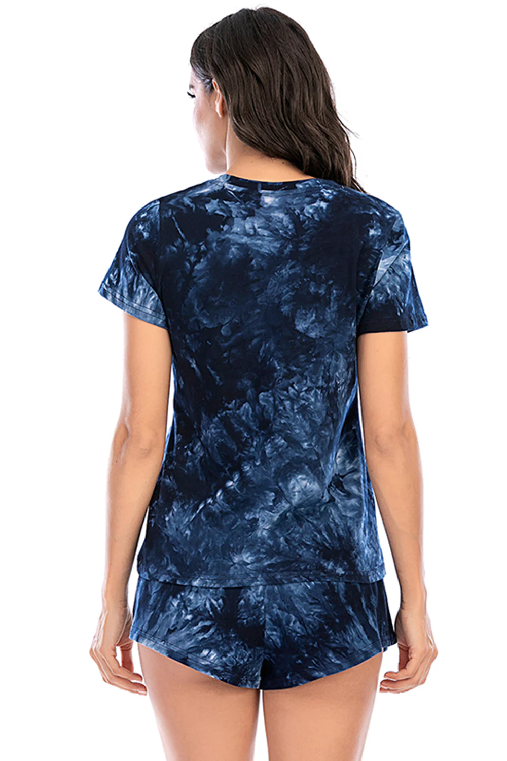 Tie-Dye Round Neck Short Sleeve Top and Shorts Lounge Set - Image 24