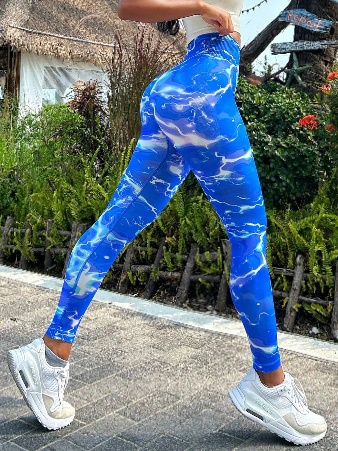 Tie-dye Slim Fit High Waistband Long Active Pants - Image 4