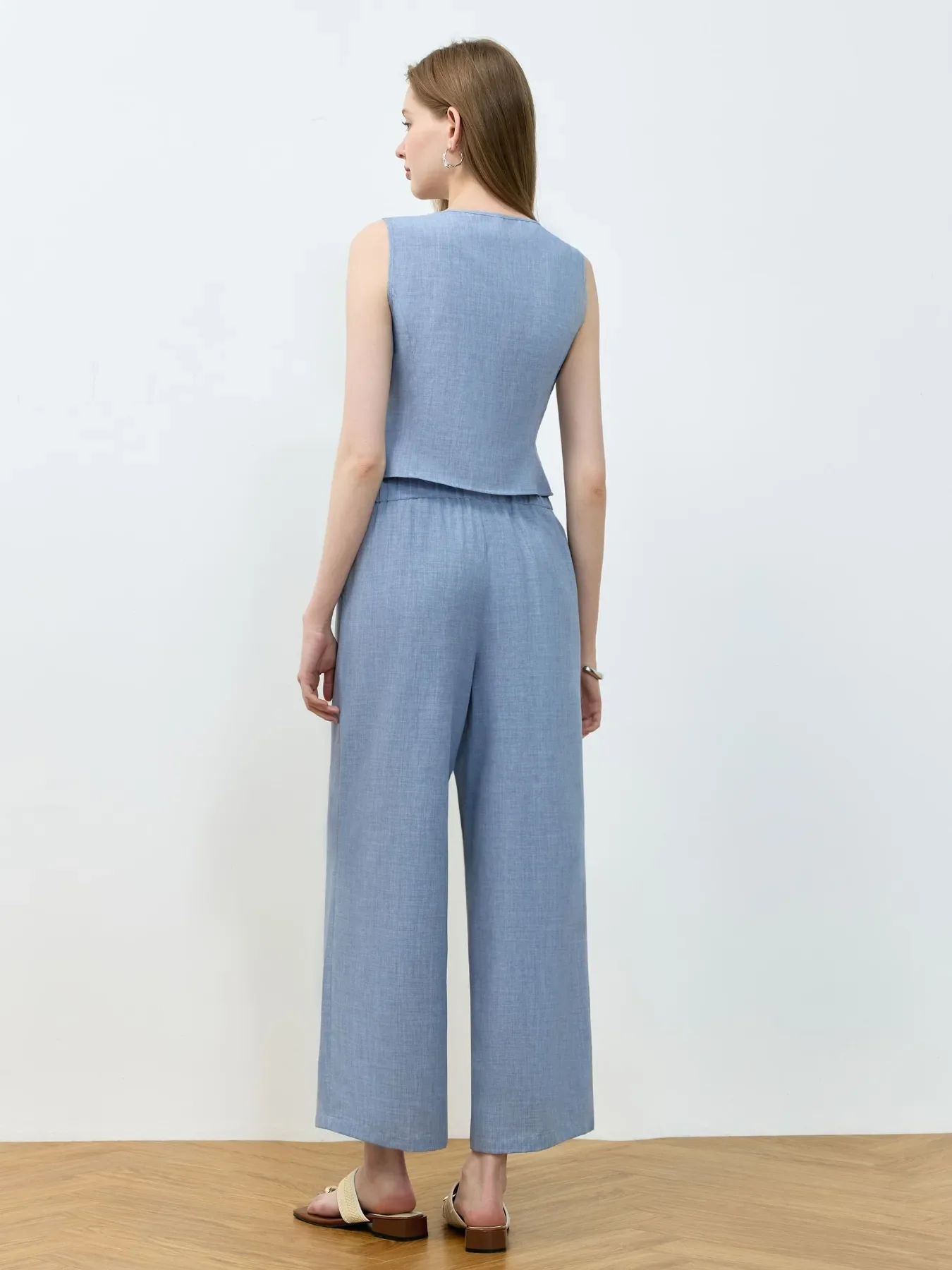 Tie Front Vest and Wide Leg Pants Set - Image 13