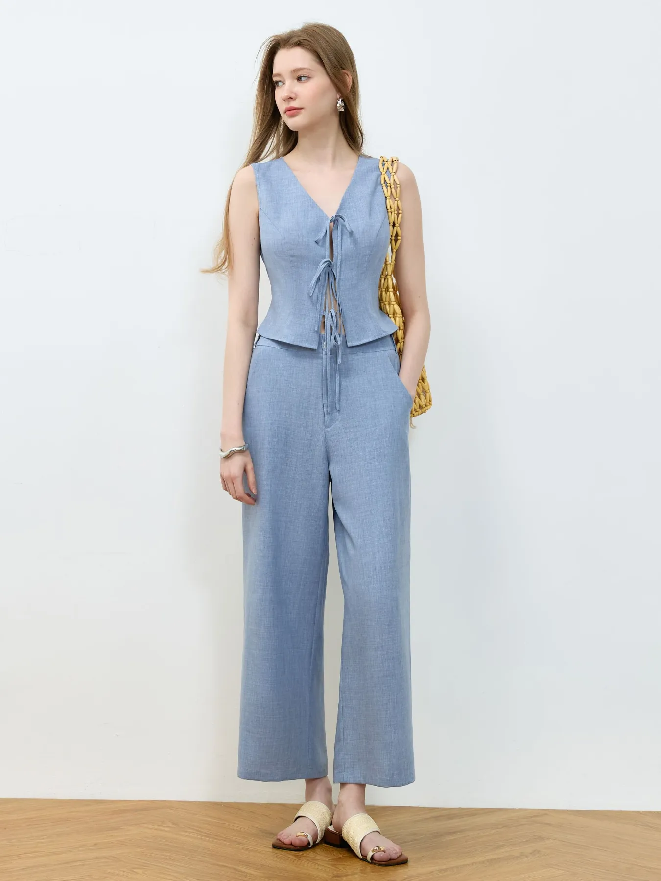 Tie Front Vest and Wide Leg Pants Set - Image 15