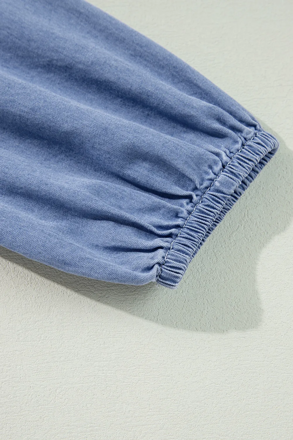 Tied Plunge Three-Quarter Sleeve Denim Dress - Image 6