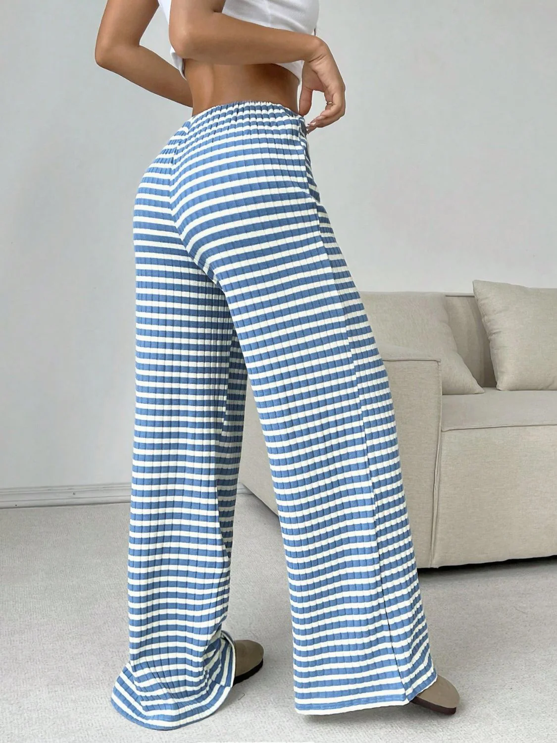 Tied Striped Wide Leg Pants - Image 22
