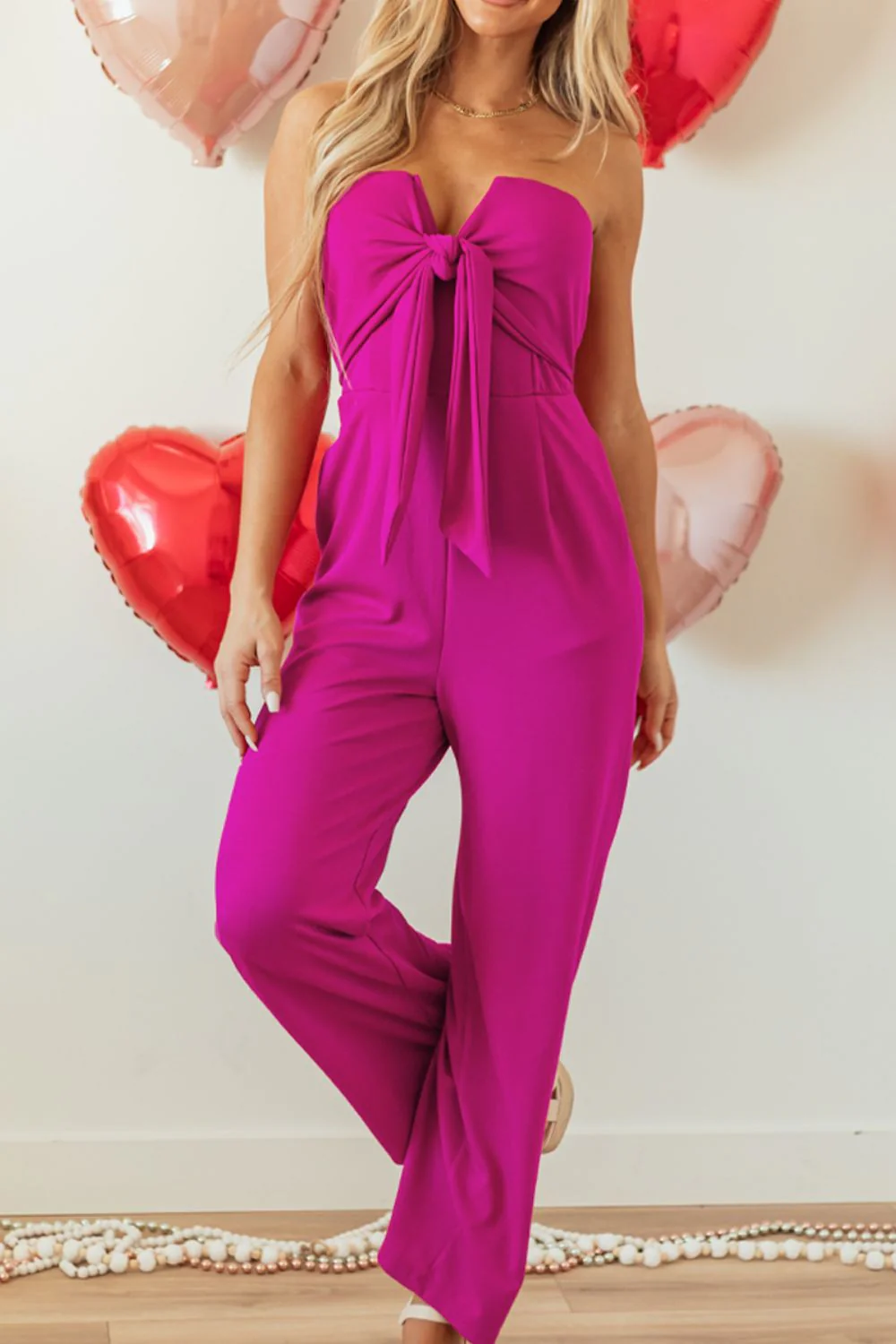 Tied Tube Wide Leg Jumpsuit - Image 4