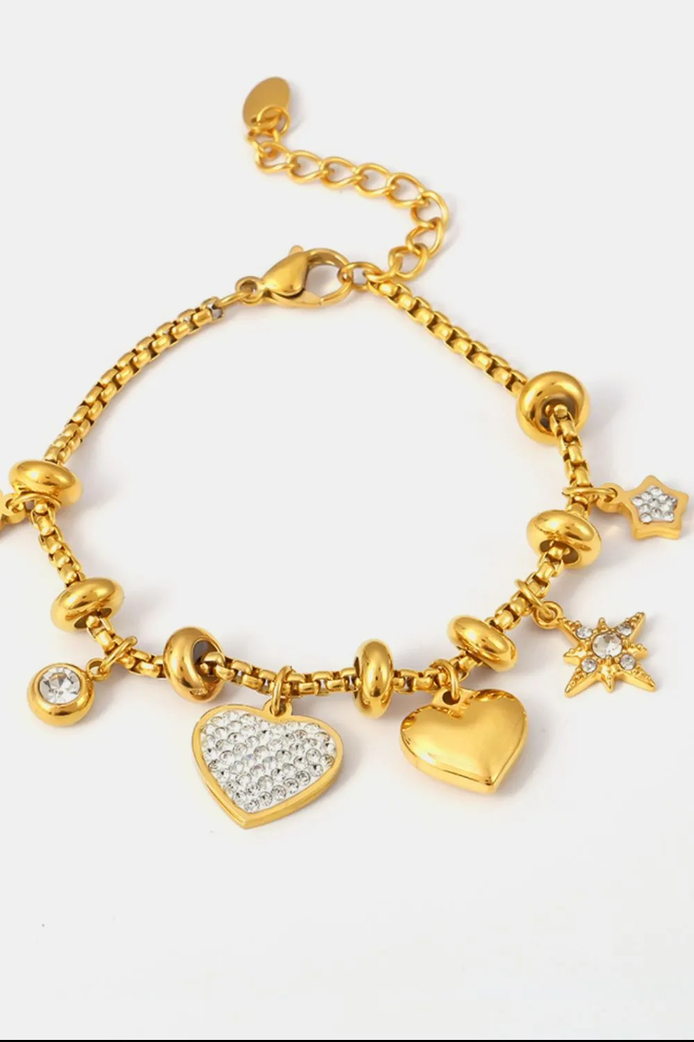 Titanium Steel Inland Zircon Heart Charm Bracelet - Image 2