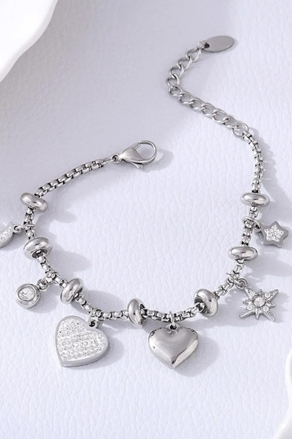 Titanium Steel Inland Zircon Heart Charm Bracelet - Image 4