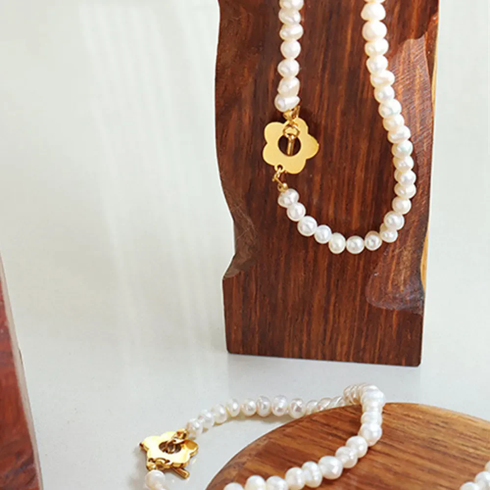 Titanium Steel Pearl Flower Bracelet - Image 2
