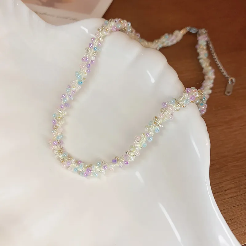 Titanium Steel Rice Bead Necklace - Image 4